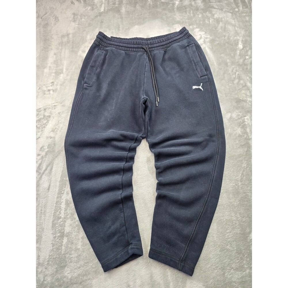 Puma Mens Joggers Sweatpants Size Large Black Logo Athletic Fleece Pants